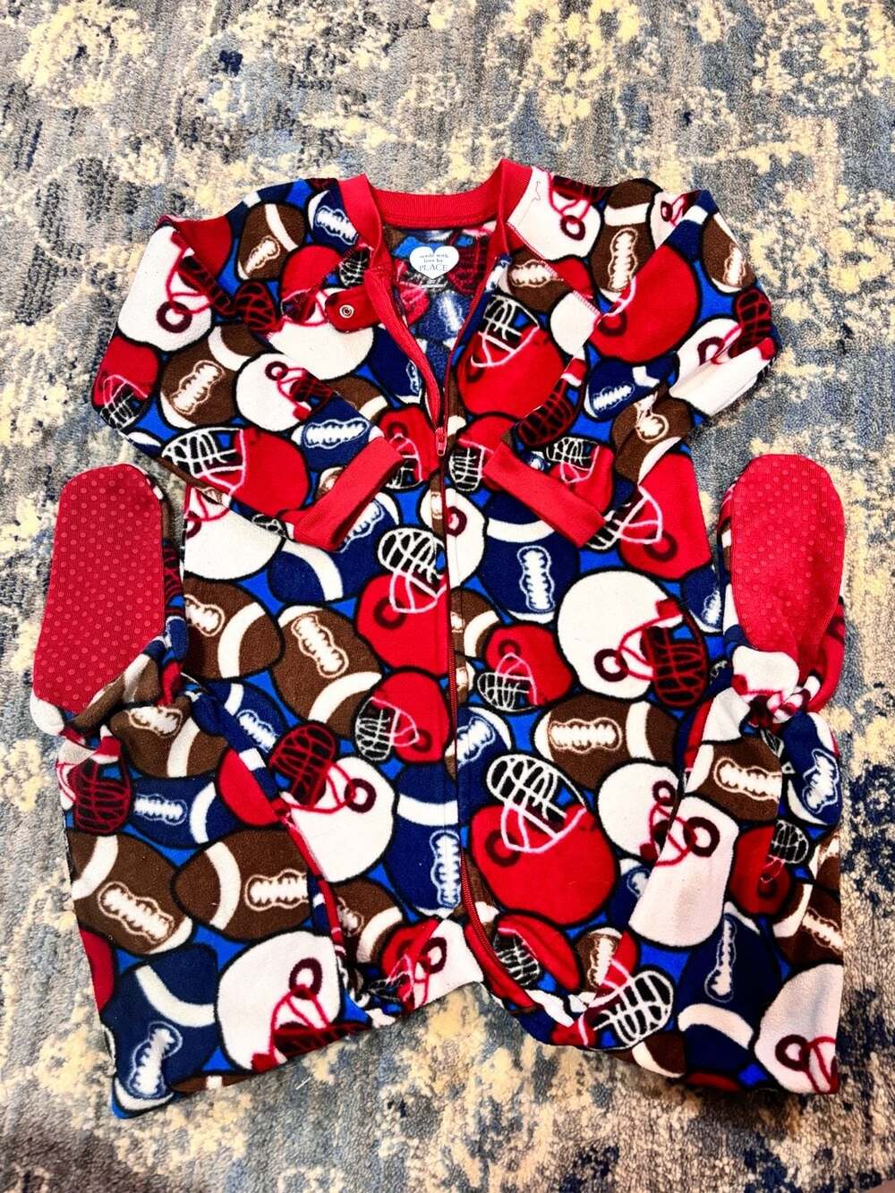 The Children's Place Football and Helmet Fleece Footed Sleeper 3T
